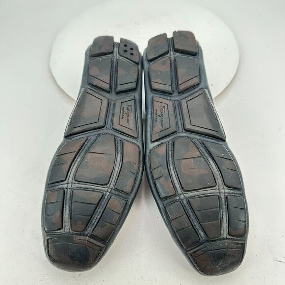 Salvatore Ferragamo Men Size 8.5EE Dark Green Leather Horsebit Loafer Shoes